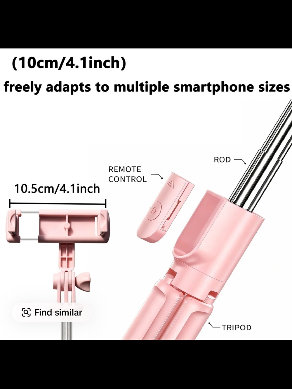 Portable Bluetooth Selfie Stick Tripod - Pink - Picture 2 of 4
